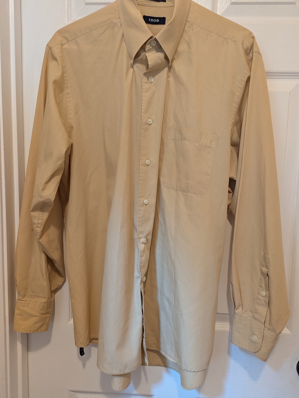 Izod Men's Long Sleeve Dress Shirt in Yellow Gold